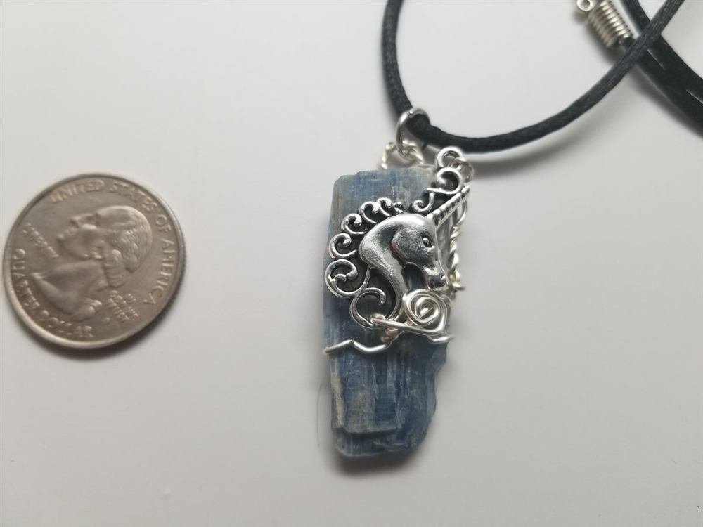 Unicorn Blue Kyanite Pendant, handmade by Wilhelmina St&ouml;cker