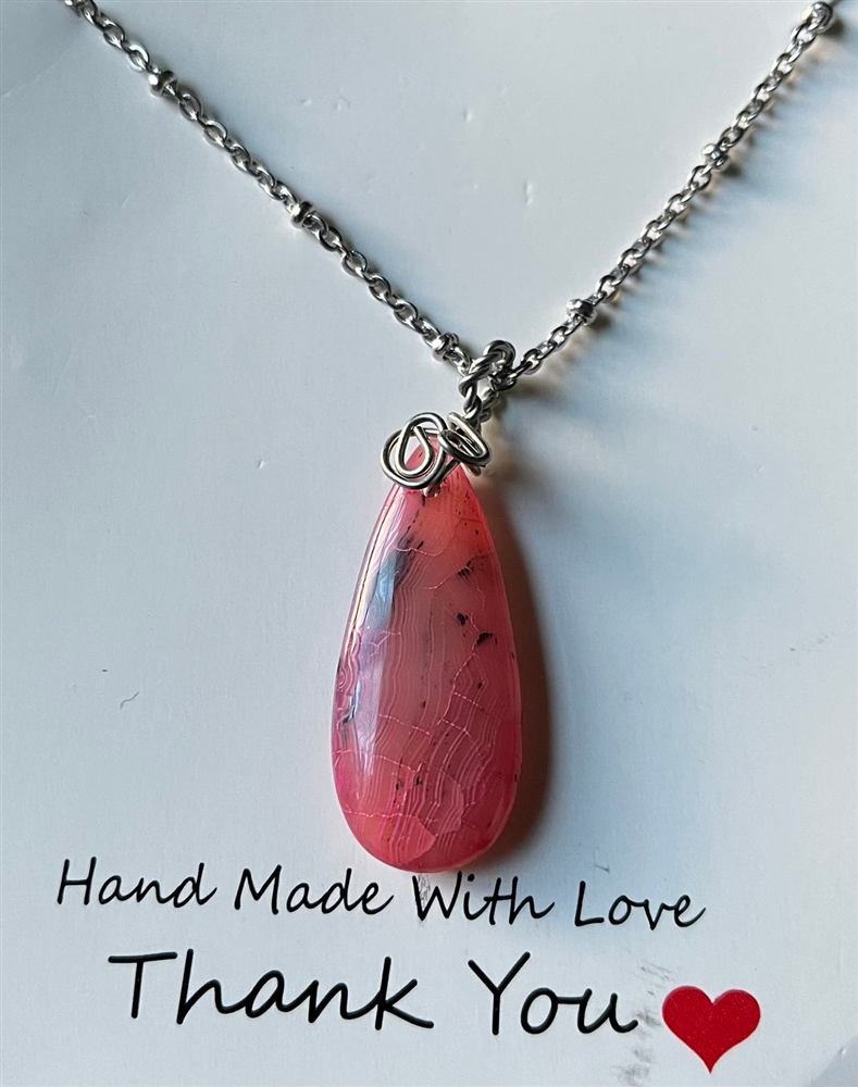 Pink Agate Pendant, handmade by Wilhelmina St&ouml;cker