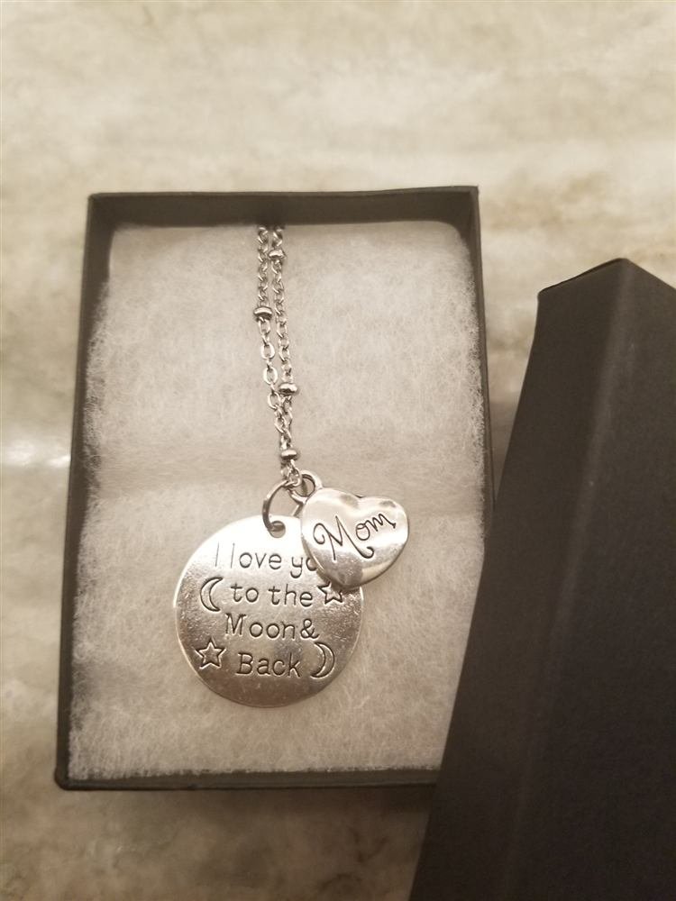 Mom, Love You to the Moon and Back Design necklace, handmade by Wilhelmina St&ouml;cker